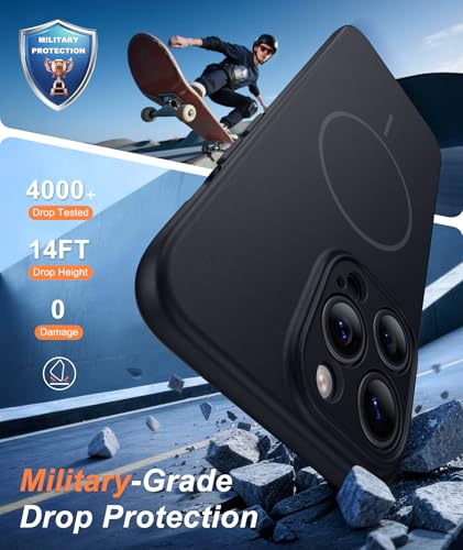 Image of FNTCASE for iPhone 14 Pro Max Case Black: [Compatible with Magsafe] Solid Matte 14 Pro Max Magnetic Phone Cover with [Full Camera Protection] [Screen Protector] Military Grade Shockproof Protective