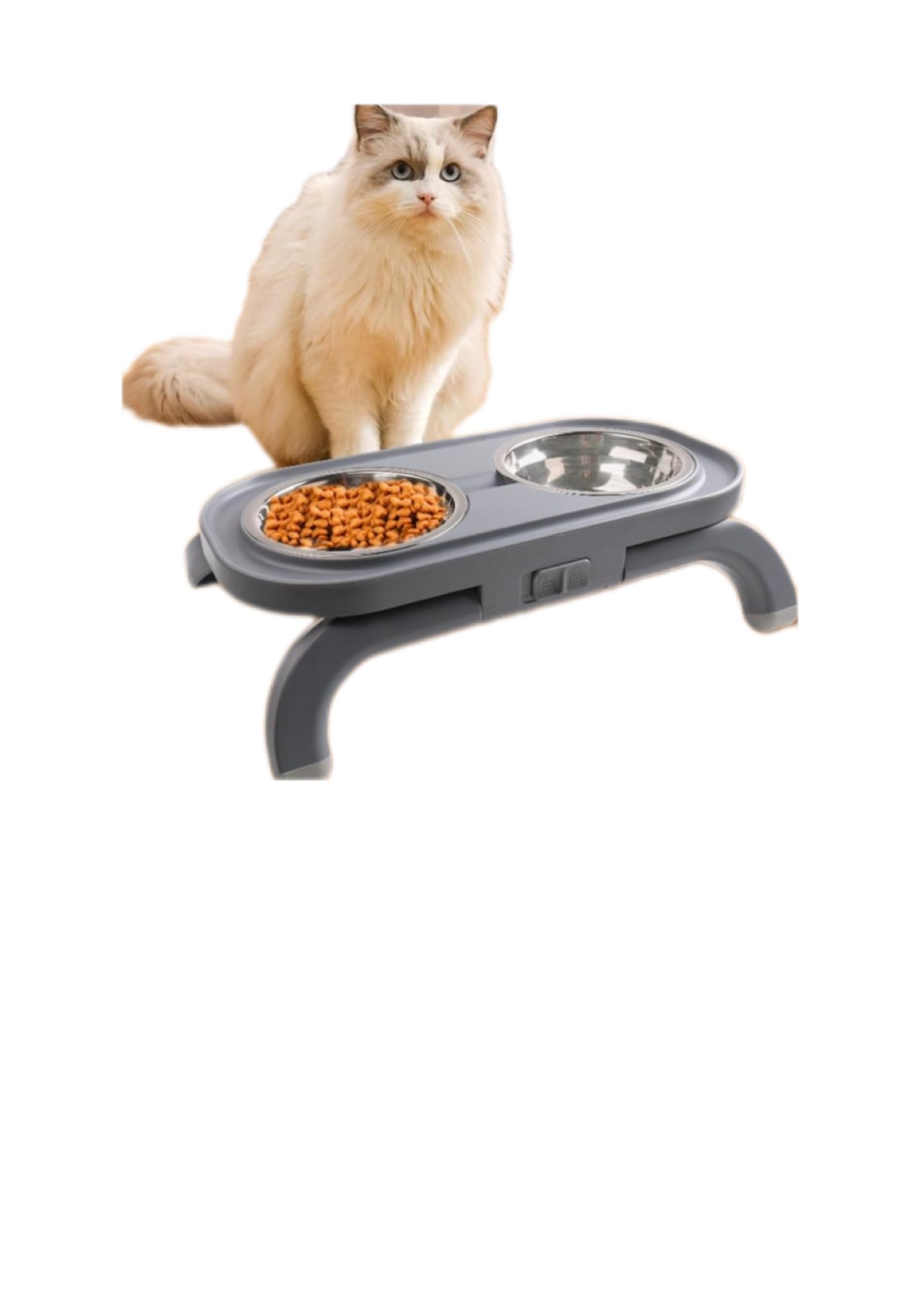 Genérico Cuenco de Gato Perro de Acero Inoxidable Antideslizante Comedero Elevado e inclinable Cuenco de alimentación para Gatos y Perros pequeños,Accesorios para Mascotas