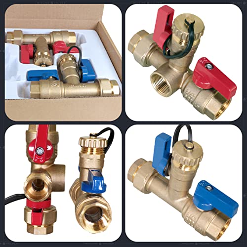 Image of Midline Valve GUHW-JTP56-U-MG-5 Tankless Water Heater Kit- Set of 2 Heavy Duty Hot and Cold Isolation Valves with Cleanouts, Forged Brass, 3 /4 in. FIP (5 Pack)