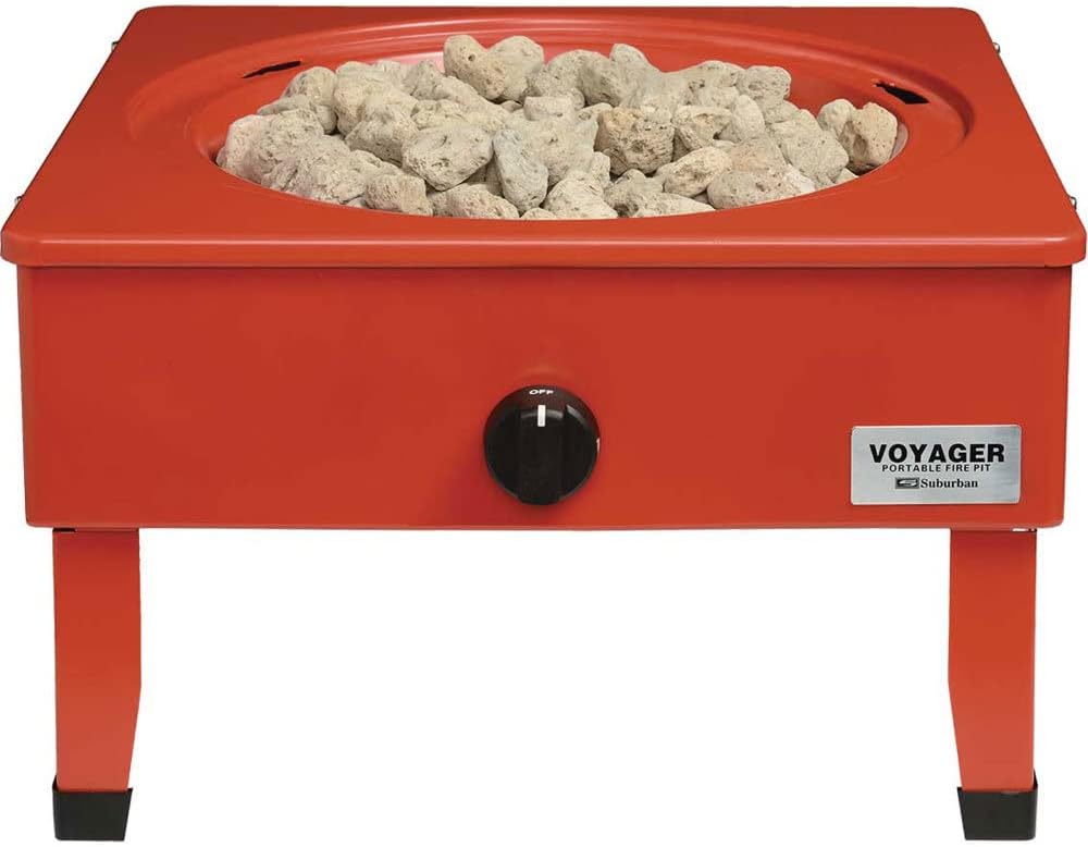 Suburban Voyager Fire Pit, Compact & Portable, Add Warmth and Ambience to Outdoor Experience, Easy to Carry Fire Pit, Propane Burning Fire Pit, Camping, Outdoor Heating, Red (‎3033A)
