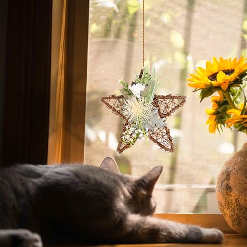 Pentagramme Fleurs Artificielles Décoration Murale pour Intérieur