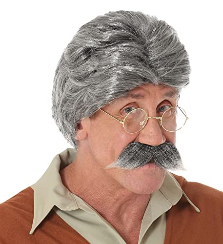 W WIDMANN MILANO Party Fashion 02369 - Parrucca Geppetto, con barba, grigia, capelli sintetici, parrucca capelli corti, nonno
