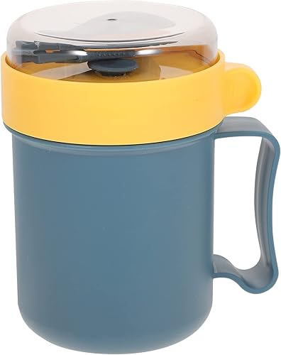 DOITOOL Taza de sopa para microondas con tapa y cuchara, taza de sopa con asa, taza de cereales portátil para sopas de desayuno, fideos, leche,