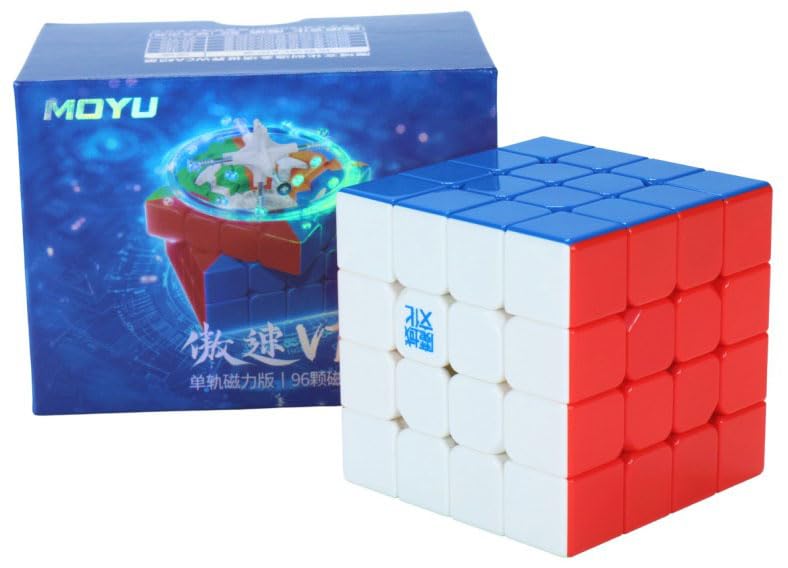 Image of MoYu AoSu 4x4 V7 Single-Track Magnetic Cube, 58mm Compact Speed Puzzle, Smooth Fast Turning 4x4 Brain Teaser for Kids & Adults