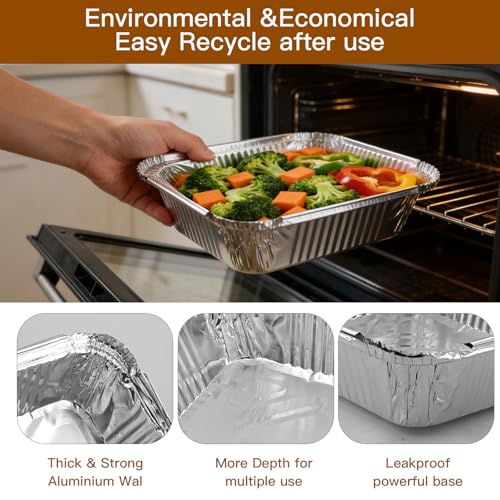LINLINOI 30 Stück Grill Aluschalen 600ml | Hitzebeständig & Wiederverwendbar – Alu Tropfschalen mit Deckel für Backen Braten