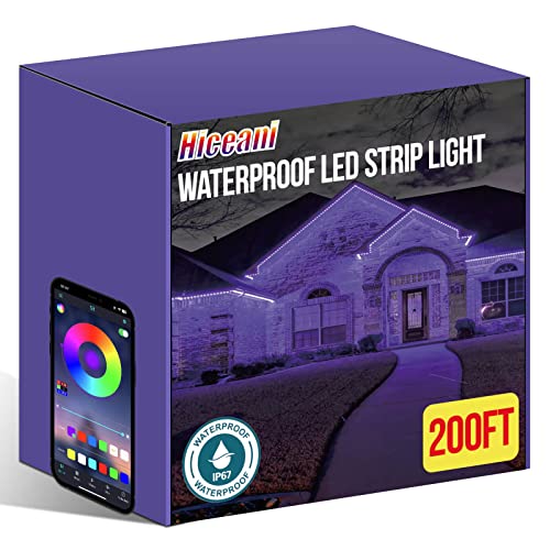 Hiceani 200ft Outdoor Led Strip Lights - Waterproof, Color Changing, Music Sync, Remote & App Control - Extendable, Self-Adhesive, 5050 RGB,IP67, 24V Hiceani 200ft Outdoor Led Strip Lights - Waterproof, Color Changing, Music Sync, Remote & App Control - Extendable, Self-Adhesive, 5050 RGB,IP67, 24V