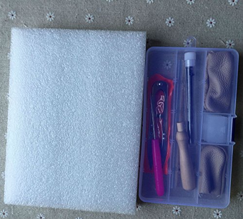 Akak Store Needle Felting Starter Kit Set - Felting Foam Pad+Needles+Scissor+Wooden Felting Handle+Awl+Finger Stall+Glue Stick - Felting Kits Accessory Craft Set