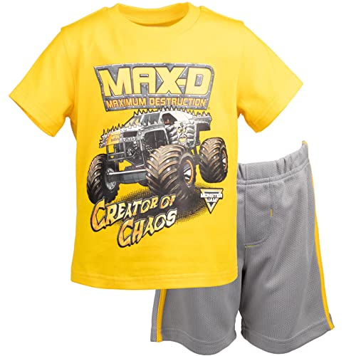Image of Monster Jam Boys' Athletic 2-Piece T-Shirt and Shorts Set Toddler to Big Kid