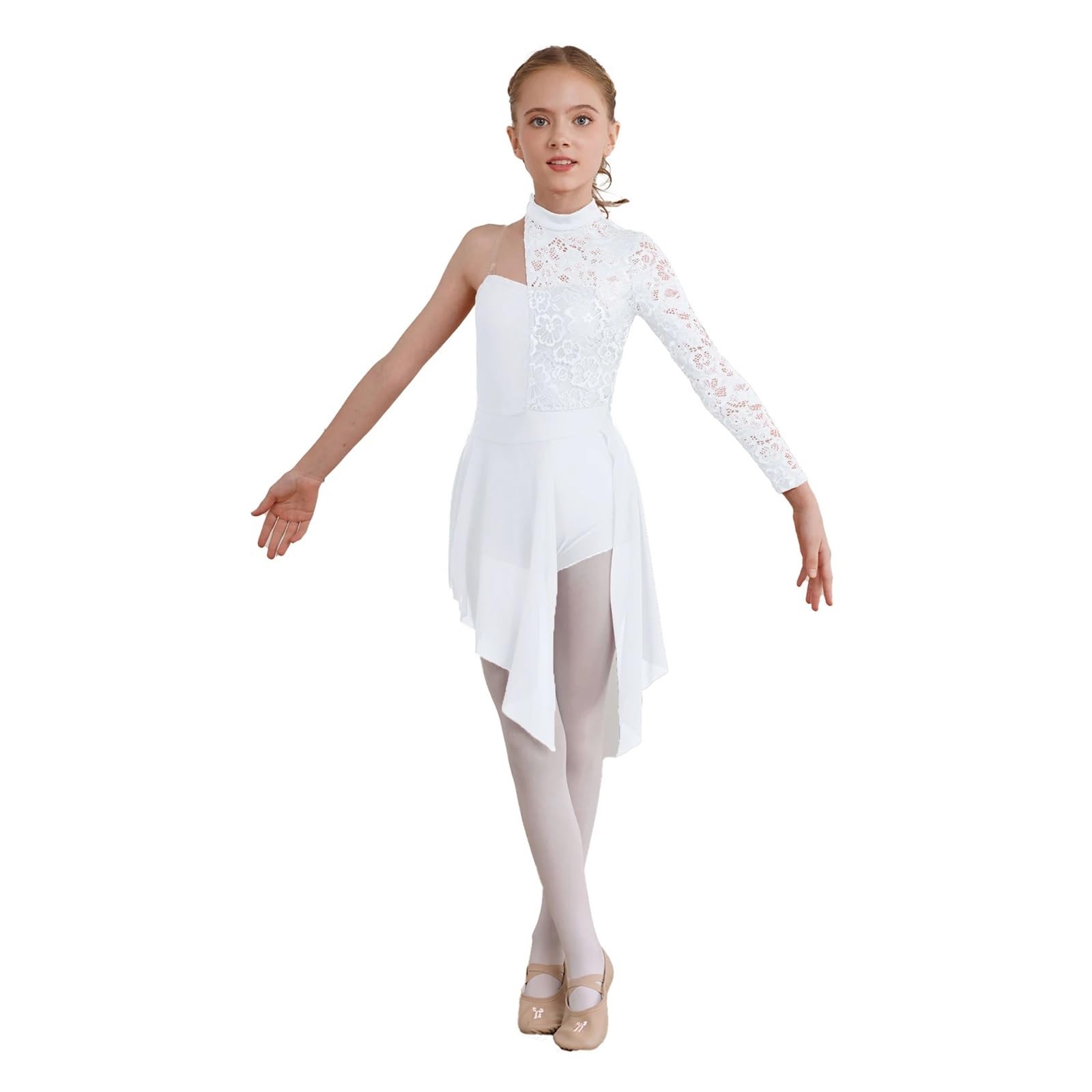 Vestido de Patinaje Artístico Vestido de danza lírica moderna for niña, patinaje artístico, ballet, gimnasia, baile latino, chachachá, leotardo con corpiño de encaje floral