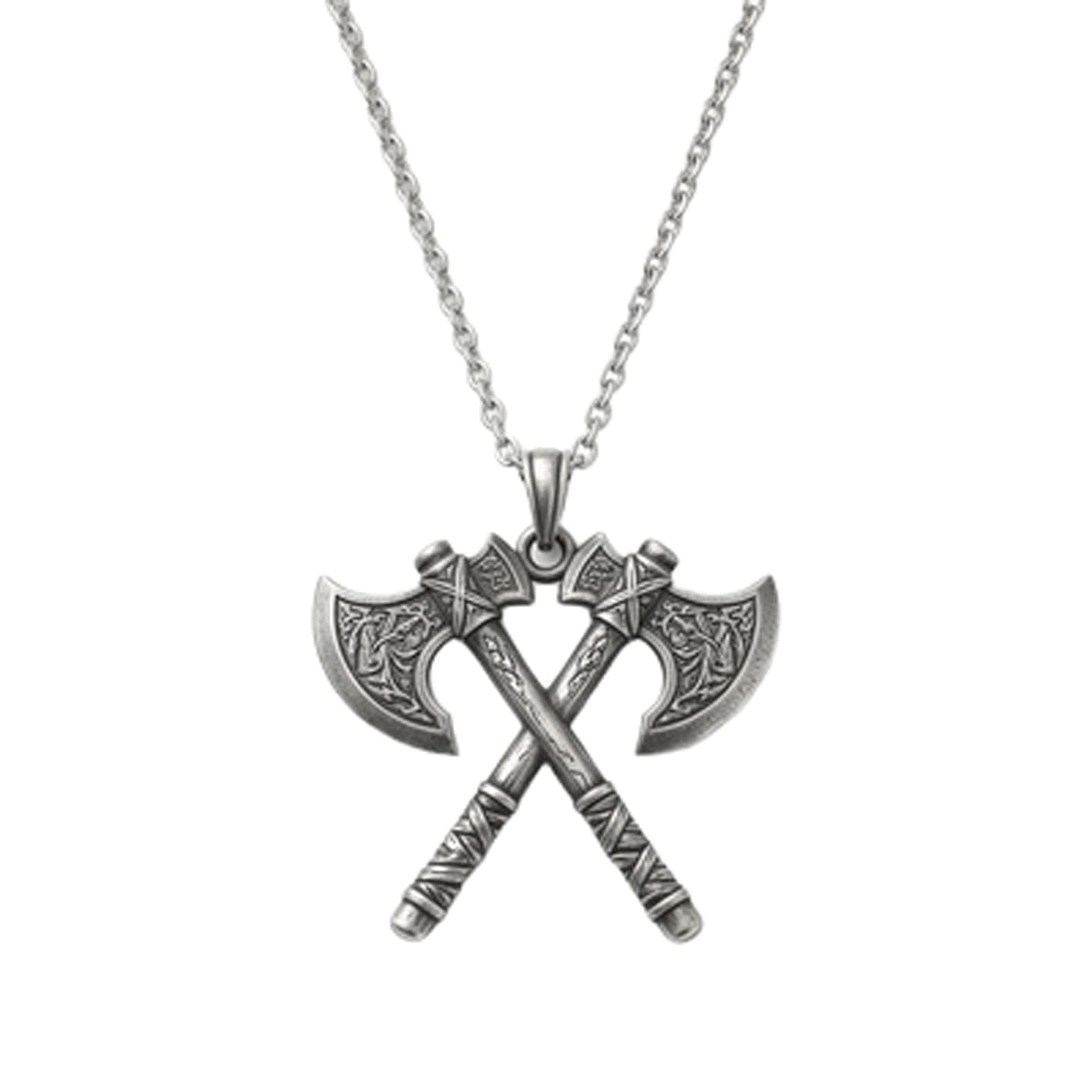 Stainless Steel Double Axe Pendant Necklace 18 Inch Cable Chain Viking Vintage Style Statement Jewelry Gift Men Women.|RR_CSN_0016-image-22