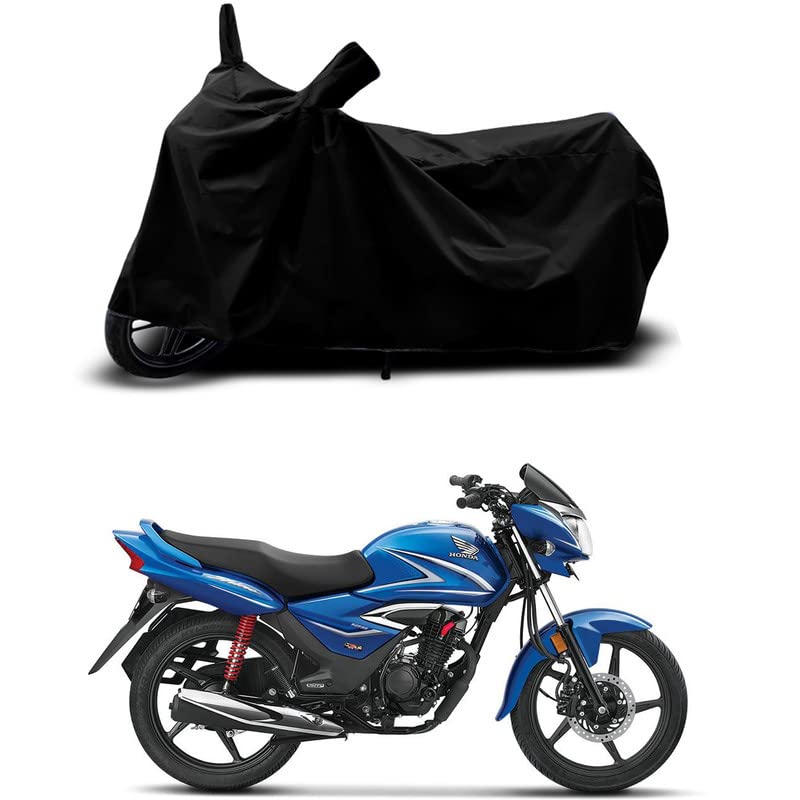 Image of 100% Scratchproof /UV-Rays /Heat Protection /Birds Dropping /Water Resistant /Dust Proof /Waterproof /Full Bike Scooty Two Wheeler Body Cover Compatible for Honda Shine Disc All Varients[Black]