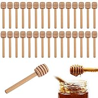 KYYLZ 30 Stück Honiglöffel Holz, 8 cm kleine honigrührer, Honigstäbchen, Mini Holz Honigstab, Honig Sticks Geeignet für Honigglas, Erntedankfest, Hochzeit, Taufe
