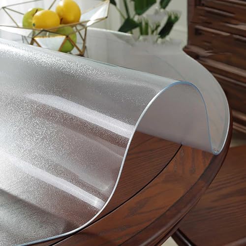 Mantel de PVC esmerilado de 1,5 mm, cubierta de hule impermeable, 60-160 cm de diámetro, protector de vinilo transparente para mesas de comedor, almohadilla de escritorio grande, esmerilado de 150 cm