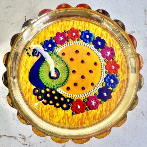Image of Navi Naveli Brass Peacock Lotus Stand | Decorative Brass Lotus Stand for Pooja Temple Home Office and Spiritual Decor | (Size 5 Inches Peacock)