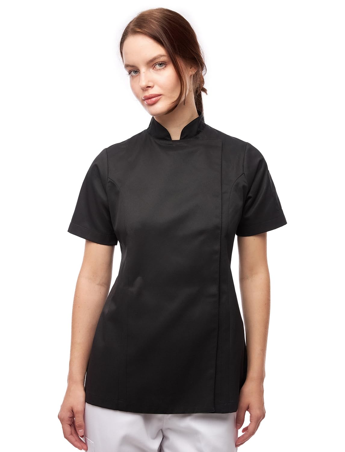 strongAnt Damen Kochjacke kurzarm oder langarm inkl. Kugelknöpfe aus easyClean Baumwolle. Kochuniform, Bäckerjacke. Farbe: Schwarz, Grau, Weiß