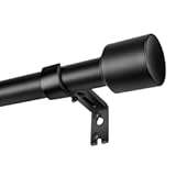 1” Diameter Curtain Rods Itself is 30 to144 inch 1 Pack Fit 30-142 inch&comma; 66 to 120 inch Window with Heavy Duty Adjustable Rod Matte Black Curtain Splicing Metal Extra Long Curtain Rod for Windows