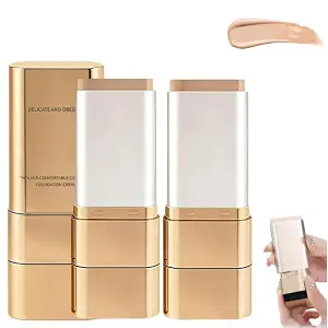 2PCS Dual-Ended Concealer Foundation Stick, Korean 3-in-1 Multi-functional Double Head Makeup Sticks (#03 Pinkish Beige)