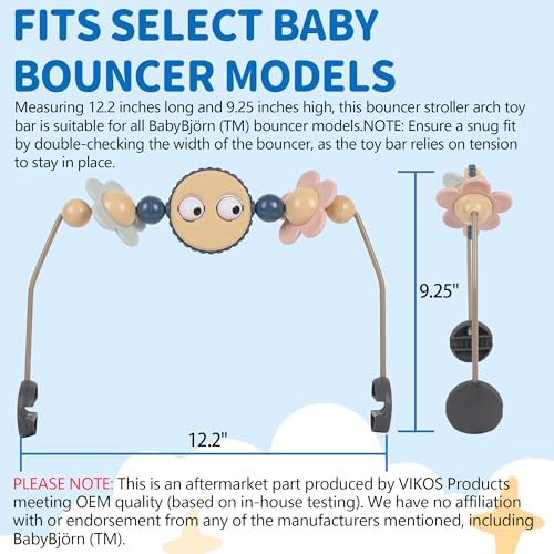 VIKOS Products Toy Bar for Baby Bouncer Stroller Arch Googly Eyes Toy for Babies Car Seat, Babies Bouncer Accessory, Easy to Install & Baby-Safe Plastic - No Music