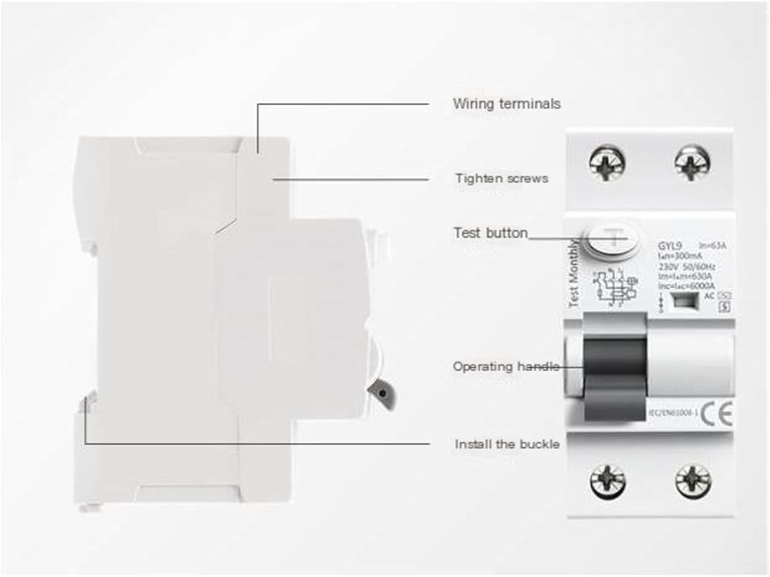 GYL9 Motor Leakage Protector Switch Double Sink 63A 25A Circuit Breaker 2P(100A,100mA)