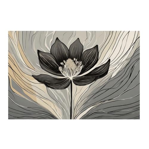 Poster fleur noire fond clair GAEKKO 50x50 tableau mural deco moderne