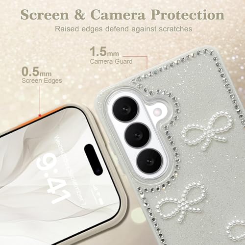 Image of DIZORO for Samsung Galaxy S26 5G case,Cute Bow Tie Aesthetic Phone Case,Trendy Slim Hard IMD Shockproof Protective Bumper Designer Phone Back Cover for Women Girls - Grey
