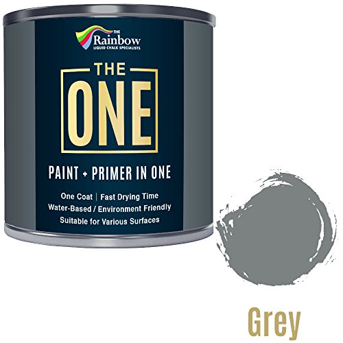 One Paint, One Coat, Multi Surface Paint for Wood, Metal, Plastic, Interior, Exterior, Grey, Satin, 1 Litre