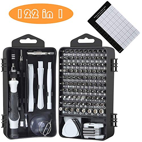 Juego de destornilladores de precisión, E.Durable 122 en 1, juego de herramientas electrónicas con funda para gafas, reloj iPhone, Nintendo Switch, cámara, equipo de reparación