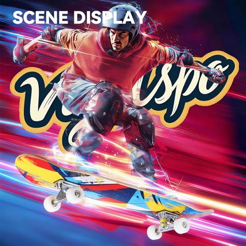 Image of Casual Graffiti Professional Double Kick Skateboard, 31 inch Maple Deck, ABEC-11 Bearings, 95A PU Wheels