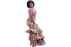 Custom Prom Dress Designed for Women Featuring African Print and Ruffled Mermaid Silhouette