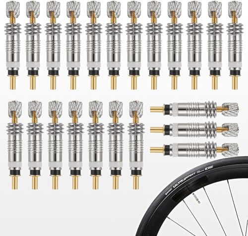 Uni-Fine 20 Piezas Válvula de Bicicleta de Carretera de Latón, Válvula de Bicicleta Núcleo de Carretera, Presta Válvula, Válvula Francesa, Adaptador de Válvula para Repuesto reparación de Bicicletas