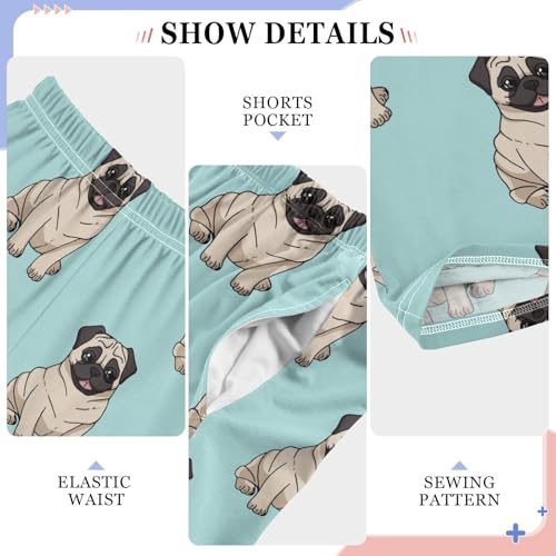 ZZKKO Cute Pugs Dog Light Blue Boys Pants for Kids Jogger Pants with Pockets S-XL4