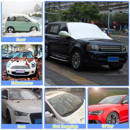 Image of Windshield Snow Cover for Range Rover Sport 2005-2013, Car Snow Cover, Front Windshield Sunshade, Exterior Windscreen Sun Shade, UV-Rays Sun Ice Snow Frost Protector, 4-Layer Windshield Cover