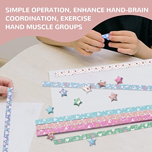 Image of 540 Sheets Origami Stars Paper Strips DIY Hand Crafts Heart Lucky Colorful Star 8 different styles Decoration Folding Paper for Arts Crafting Supplies, School Teaching (Heart B)