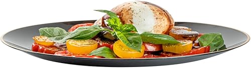 Miniatura 10 de Moderna - Platos desechables de alta calidad de 10 pulgadas, 40 platos de plástico duraderos para fiestas, con borde dorado, resistentes, platos