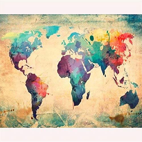 Retro World Map Paint By Number Kit