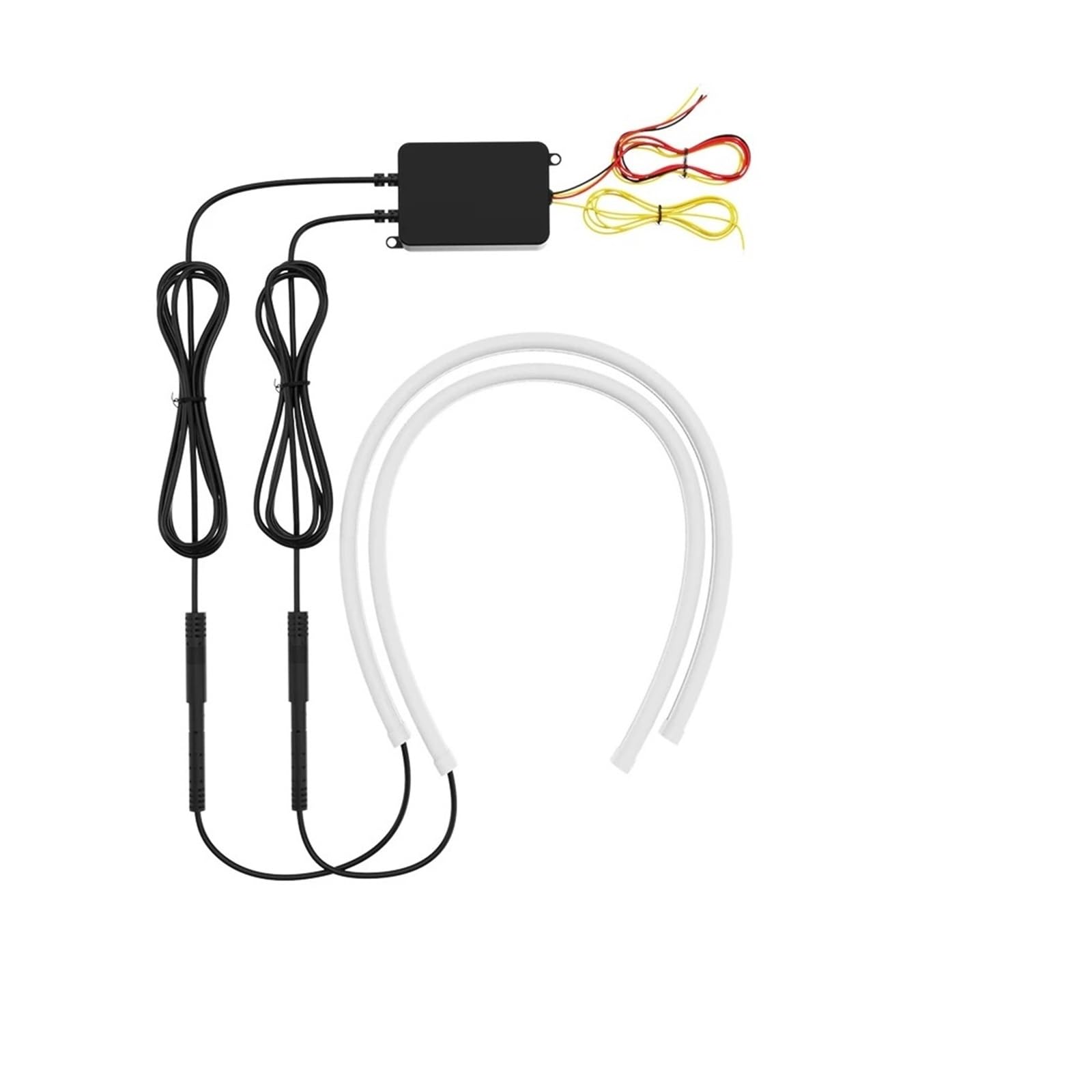 Auréoles pour auto 2 Pièces DRL Voiture LED Feux Jour APP Contrôle Flexible RGB Coulant Clignotant Bande Phare Lampe Décorative 9-30V Kit halo pour phare(RGB 60CM)
