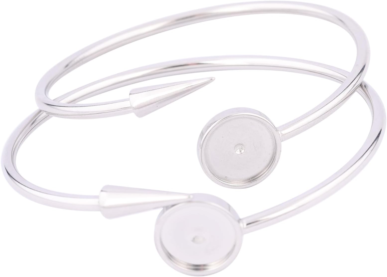 5pcs Stainless Steel Bendable Cuff Bracelet Base Blanks Fit 12mm Cabochon Bangle Bracelets Bezel Setting Trays DIY Jewelry Making Accessories (Size 55mm)