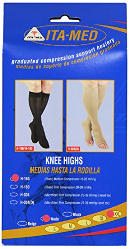 Image of ITA-MED Sheer Knee Highs, Compression(20-22 mmHg), Nude, XX-Large, 3 Count