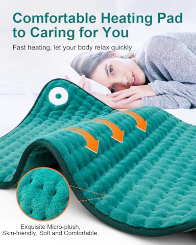 Image of Heating Pad for Period Cramps, Mothers Day Gifts & Birthday Gifts for Women Mom Men Dad, Electric Heating Pads for Abdomen /Waist /Shoulder, 20 inch x 24 inch, 6 Heat Settings, 4 Auto-Off, Teal Green
