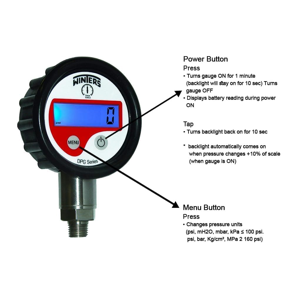 *Envío en el mismo día* Manómetro digital de alta presión (0–250 bar) con conexión NPT hembra de 1/4" a BSP macho de 1/4" — Manómetro hidráulico digital para cilindros de gas industriales.