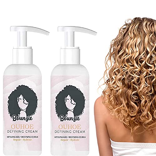 2pcs Bounziecurls Boost Defining Cream, Hair Repairing Bounce, Moisturizing Curl Conditioner for Frizz Control & Color Treated, Curl Treatment, for Wavy, Coily, Curly Hair (A)