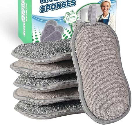 JOYMOOP Dual-Sided Cleaning Sponges - 6 Pack Non-Scratch Scrub Sponges