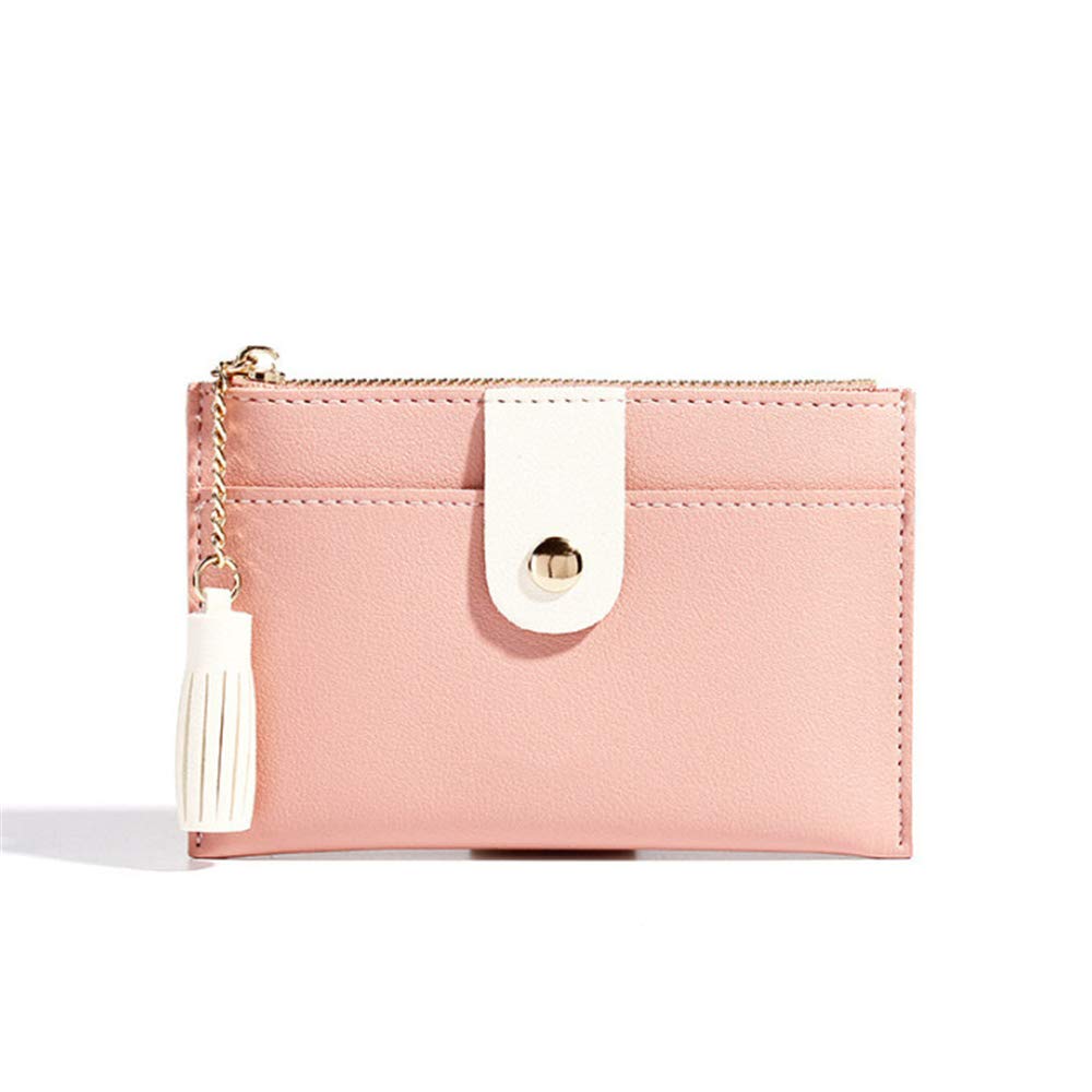 JSLAI Solid Color Mini Wallet Tassel Creative Card Bag Pu Zipper Small Coin Purse
