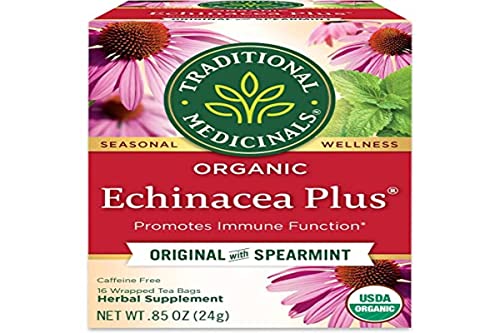 Traditional Medicinals Organic Echinacea Plus with Spearmint Herbal Tea, Promotes Immune Function, (Pack of 1) - 16 Tea Bags