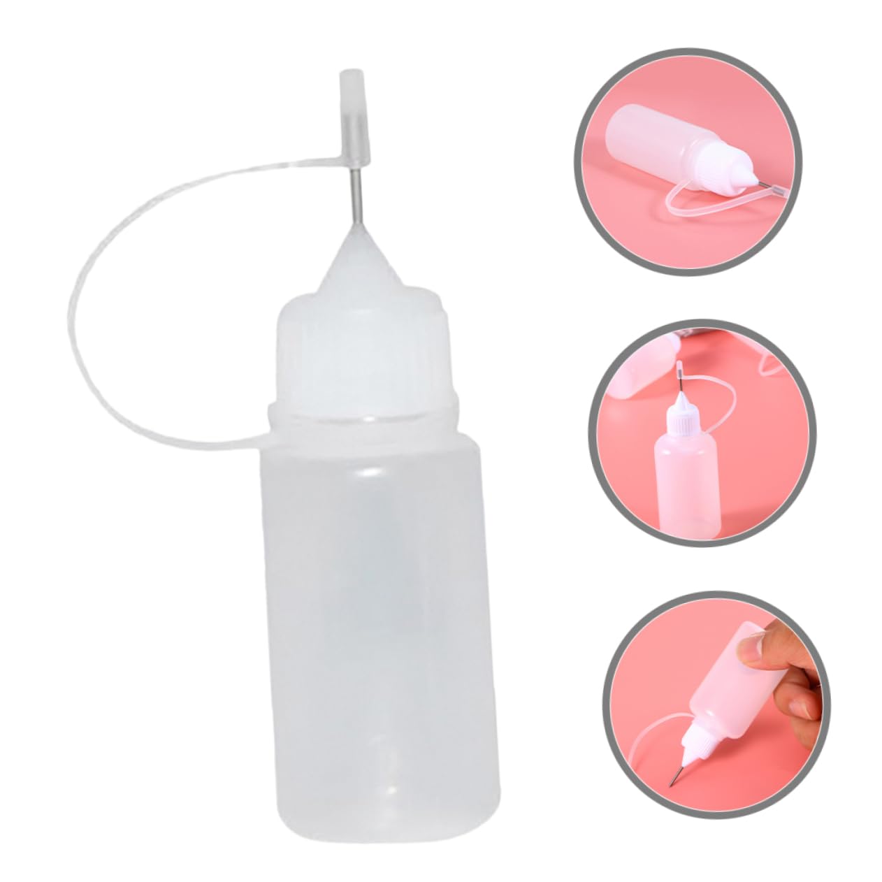 Botella Exprimible de Pegamento Aguja de Precisión para Proyectos Diy, 30 Ml, Plástico Blanco y Acero Inoxidable, Paquete de 15 Piezas para Manualidades