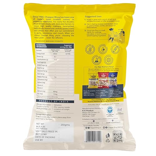 Image of Chappan Bhog Phool Makhana 100g x 3 | Silver Fox Nuts 4+ Suta Large | Premium Raw Makhana (Lotus Seeds) | Healthy Snack | High Protein | Gluten Free | Fasting and Evening Diet snacks