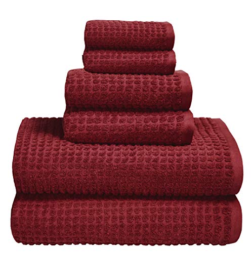 GLAMBURG Juego de Toallas de 6 Piezas de algodón orgánico Puro 100% - Algodón orgánico OEKOTEX - Certificado Gots - Calidad de Hotel y SPA de Lujo - Ultra Absorbente y ecológico - Borgoña