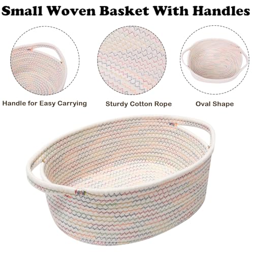 Image of Small Woven Rope Basket,Baby Gift Basket with Bag & Ribbon