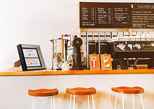 Space Art Deco, 8.5X11 Business License Frame, Black Over Gold Double Mat With Two 4X9 Business License Openings, Easel Stand, Sawtooth Hanger (Black/Silver Champagne Beveled Edge) #TOP2