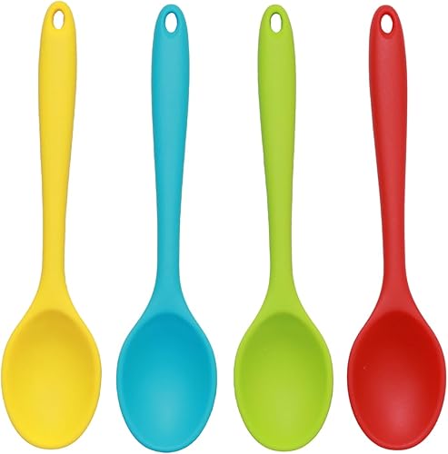 Miniatura 6 de Lilaly 4 piezas cucharas de silicona de 8 pulgadas, Cucharas de silicona para cocina, cucharas de cocina de silicona adecuadas para cocinar,
